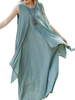 Women Sleeveless Irregular Pure Color Vintage Dresses