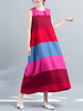 Women Sleeveless Loose Stripe Maxi Dresses