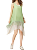 Women Sleeveless O Neck Fake Two Pieces Tassels Dress