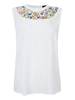 Women Sleeveless O Neck Folk Style Embroidery Tank Tops