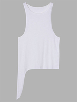Women Sleeveless O Neck Pure Color Sport Irregular Tank Tops