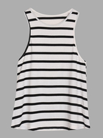 Women Sleeveless O Neck Stripe Tank Tops