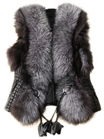 Women Sleeveless PU Faux Fur Patchwork Thick Short Coat