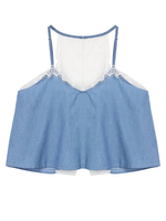 Women Sleeveless V-Neck Backless Lace Sling Crop Tops