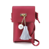 Women Soft PU Leather Anti Wrinkle Phone Bag Tassel Bags Mini Crossbody Bag