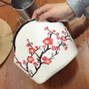 Women Soft PU Leather Plum Embroidery Phone Bag Hasp Mini Crossbody Bag