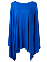Women Solid Color Batwing Sleeve Oblique Shoulder Cloak Asymmetric Jersey Dress