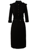 Women Solid Color Stand-Up Collar 3/4 Sleeve Bodycon Pencil Dress