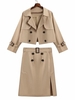 Women Solid Color Turn Down Collar Long Sleeve Suit