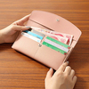 Women Solid Envelope Wallet Card Holder PU Leather Wallet Purse