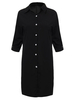 Women Solid Lapel Button Hem Split Dress With Belt