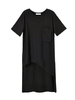 Women Solid O-Neck Short Sleeve Asymmetric T-Shirt