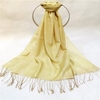 Women Solid Silk Scarf Plus Size Wide Plain Luxury Tassel Shawl