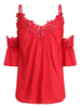 Women Spaghetti Strap Lace Crochet Off Shoulder Sexy T-shirts