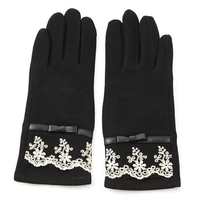 Women Spandex Velvet Screen Touch Soft Gloves Lace Flower Dirving Riding Gloves
