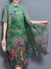 Women Stand Collar Printed Dresses
