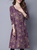 Women Stars Printed Long Sleeve Vintage Autumn Winter Dresses