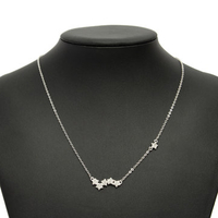 Women Sterling Silver Little Stars Diamond Statement Necklace