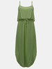 Women Strap Backless Drawstring High Low Evening Party Maxi Dress
