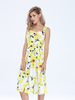 Women Strap Floral Printed Pleats Tunic Swing Dress