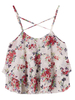 Women Strap Flower Printed Chiffon Irregular Tank Tops