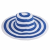 Women Strip Large Wide Brim Straw Hat Summer Beach Floppy Sun Hat