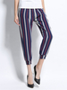 Women Stripe Ankle-Length Pocket Bloomers Casual Chiffon Pants