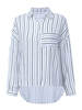 Women Stripe Long Sleeve Irregular Casual Loose Blouse