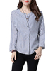 Women Stripe Long Sleeve Vintage O-neck Blouse