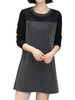 Women Stripe Patchwork O-Neck Long Sleeve Mini Dress