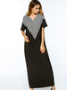 Women Stripe V-Neck Short Sleeve Loose Long Maxi Dresses