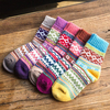 Women Stripe Woolen Blend Socks Ethnic Style Design Multi-Color Casual Ankle Sock