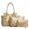 Women Stylish Alligator Pattern 3PCS Handbag Crossbody Bags Clutch Bags