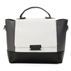 Women Stylish Black and White Messenger Bag faux Leather Satchel Tote Shoulder Handbag