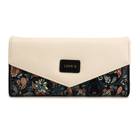 Women Stylish Floral PU Leather Envelope Button Long Wallet