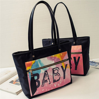 Women Stylish Large Capactiy Orange Pink Pattern Shoulder Bag Handbag