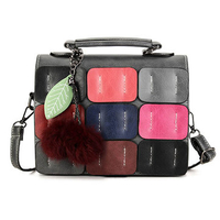 Women Stylish Patchwork Thread Ball Top Tote Shoulder Bag Crossbody Bag