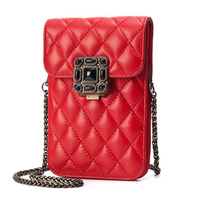 Women Stylish Rhomboids 5.5inch Phone Bag Chain Shoulder Bag Crossbody Bag