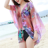 Women Summer Button Multi-purpose Printing Sunscreen Chiffon Scarves Shawls Beach Towel