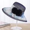 Women Summer Elegant Velvet Flower Wide Brim Floppy Bucket Hat Outdoor Sunscreen Cap