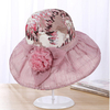 Women Summer Elegant Velvet Flowers Inkjet Wide Brim Floppy Bucket Hat Outdoor Sunscreen Fashion Cap