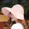 Women Summer Empty Top Foldable Anti-UV Wide Brim Beach Hat Outdoor Waterproof Visor Caps