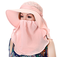 Women Summer Lace Mesh Anti-UV Gardening Hat Big Brim Sunscreen Beach Sun Hat Motorcycle Hat