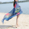 Women Summer Rose Printing Chiffon Beach Towels Multifunction Super Long Casual Shawl Scarf