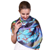 Women Sunscreen Printing Satin Silk Scarves Summer Travel Breathable Beach Shawl
