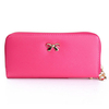 Women Sweet Leather Bow-knot Zipper Long Wallet