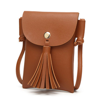 Women Tassel 5.5inch Phone Bag PU Leather Shoulder Bag Crossbody Bags