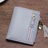 Women Tassel Pure Color Short Wallet Card Holder Purse