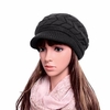 Women Thicken Cotton Beret Hat Faux Fur Soft Warm Plush Ski Berets Cap