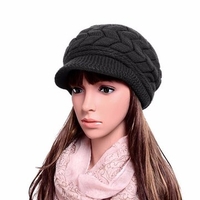 Women Thicken Cotton Beret Hat Faux Fur Soft Warm Plush Ski Berets Cap